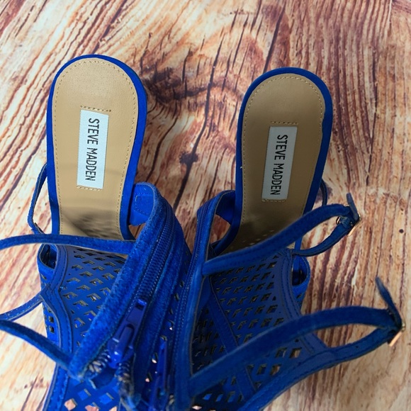 Steve Madden Mely Cobalt Blue Heel Size 10M Laser Cut 4 3/4” Heel NWOT - Picture 9 of 10